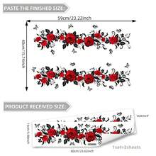 玫瑰花和蝴蝶浴室门墙贴、浴缸贴花、卧室背景粘性壁纸 - 彩色 - 查看 18