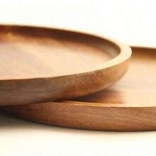 1 Circular Wooden Tray, Suitable For Use As A Serving Tray, Applicable For Dining, Entertainment, Decoration And Organization Purposes. It Can Hold Cakes, Cheeses, Fruits, Appetizer Trays, Classic Circular Wooden Plates. It Is An Ideal Holiday Gift, Table Decoration Item, Can Come Into Contact With Food. Suitable For Thanksgiving, Harvest Festival, And As A Gift For Friends' Birthdays. - Yellow - View 7