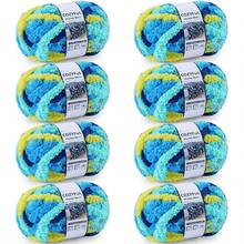 Chunky Yarn Hand Knitting - #10 Chunky Chenille Blanket Yarn, Jumbo Big Thick Chunky Yarns Crocheting, Tie Dye Bulky Knit Yarns, 8 Skein 25 Yds 8 Oz Each Skein SageKhaki - 8 件裝 + 多色藍色和黃色 - 查看 1