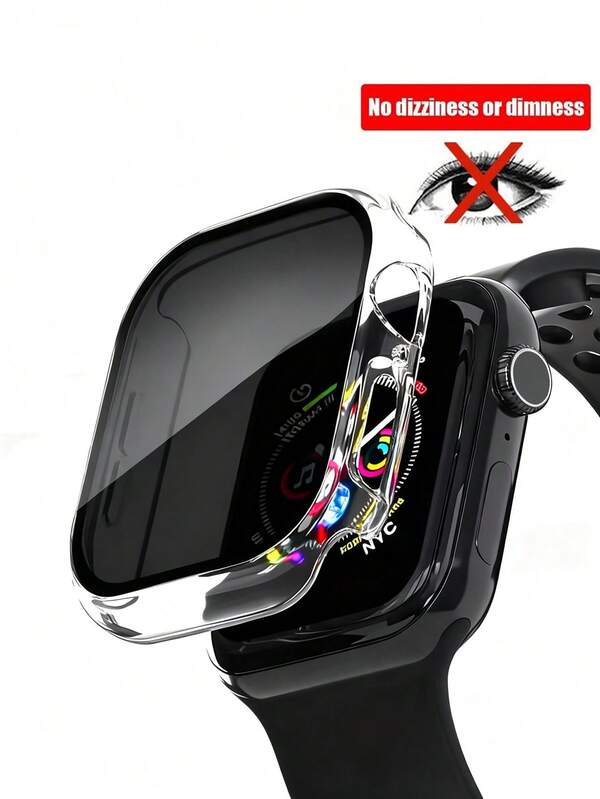 1 pieza Carcasa protectora de PC mate negra compatible con Apple Watch de 40/41/44/45/49mm, compatible con Apple Watch Ultra/SE/8/7/6/5/4 con protector de pantalla de vidrio templado, compatible con Apple Watch Series 1 de 42mm/46mm