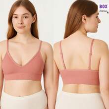 Set Of Up To 3 Women's Ribbed Tank Tops, Comfortable, Assorted And Delicate Colors, Wireless, Removable Padding - Multicolor - Ver 14