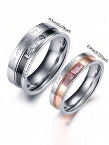 MONALLY Commitment Ring, Design, Cubic Zirconia Stainless Steel Couple Rings, Engagement/Wedding/Anniversary/Valentine's Day/Mother's Day Gift - Ring - View 5