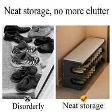 1pc Bamboo Shoe Bench With Shoe Rack, Freestanding Shoe Organizer Suitable For Hallway, Bedroom Or Balcony