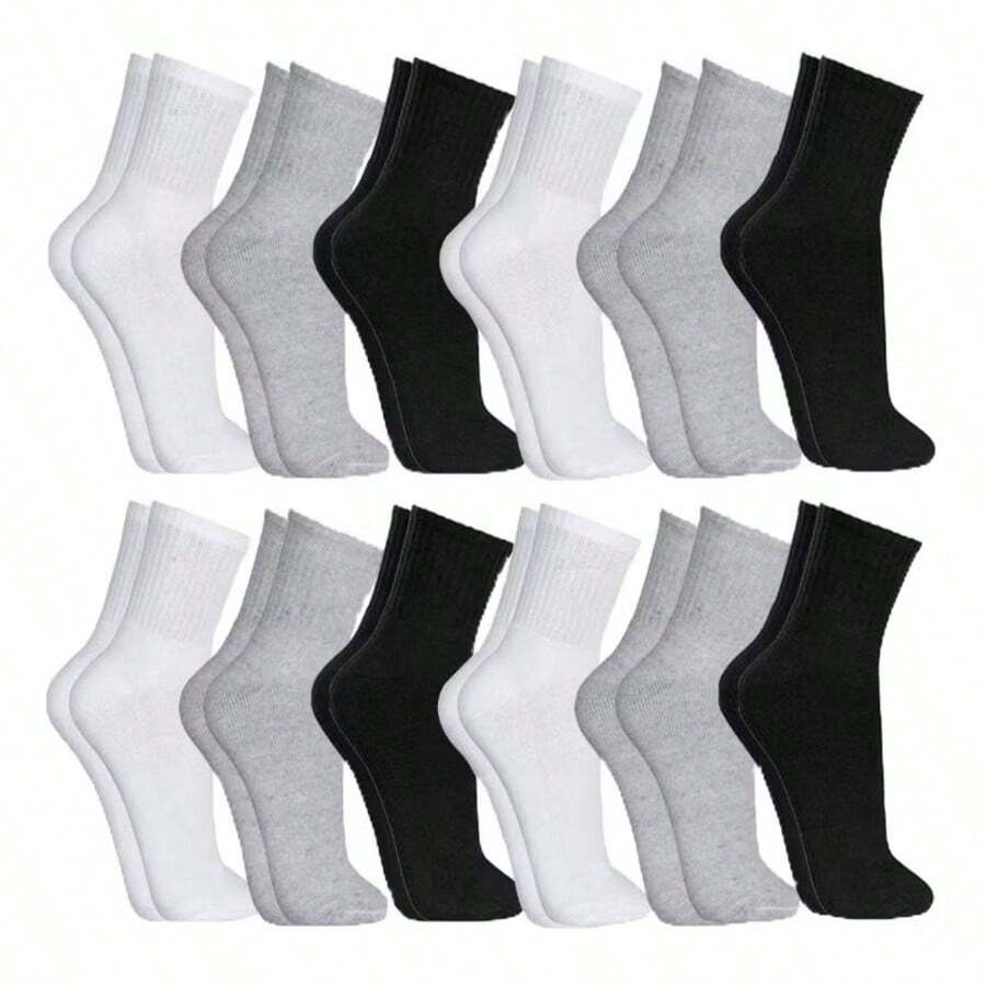Kit Of 3, 6 And 12 Pairs Of Men's High-Top Unisex Multicolor Socks, Sizes 40-46 - 彩色 - 查看 1