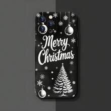 1PC Phone Case ,  Merry Christmas Tree Snowflake Ornaments , Stylish Phone Case, Phone Decoration, All-around Lens Protection, Creative Small Gift, Funny Gift for Boys and Girls - Negro - Ver 3