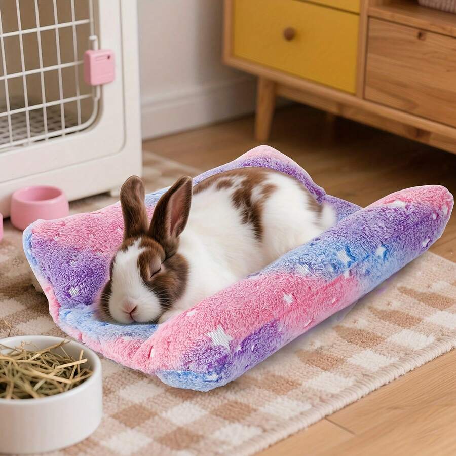 1pc Rabbit Bed & Bedding, Thickened Mat Suitable For Hamsters, Guinea Pigs And Other Small Pets - Multicolor - View 1