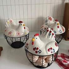 [Funny Design]Metal Egg Basket – Rustic Farmhouse Egg Holder For Kitchen & Dining Decor,Basket,Egg Basket,Kitchen Decor,Cute,Snacks Container Organiser Cherry - Hoa - Xem 4