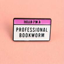 Cute Book Lover Name Tag Pin Funny Professional Bookworm Brooch Reading Enthusiast Badge - Nhiều màu - Xem 3
