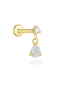 1件装植物造型925纯银耳钉，女士耳钉/耳坠，适合周年纪念日佩戴，精美首饰