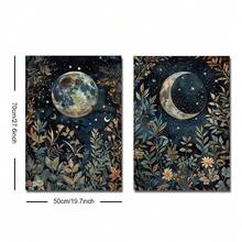 1/2pcs Unframed Boho Botanical Floral Moon Celestial Art Vintage Poster Dark Academia Moody Canvas Painting Print Minimalist Wall Picture For Dorm,Apartment,Bedroom,Living Room,Modern Home Decoration