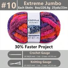Chunky Yarn Hand Knitting - #10 Chunky Chenille Blanket Yarn, Jumbo Big Thick Chunky Yarns Crocheting, Tie Dye Bulky Knit Yarns, 8 Skein 25 Yds 8 Oz Each Skein SageKhaki - 8個裝+橘色&玫瑰色&紫色 - 查看 2