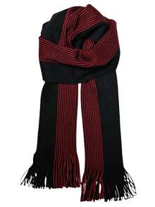 Korean Style Thick Striped Long Scarf, Versatile For Young Students, Autumn/Winter, All Weather, Christmas Gift, Casual, Elegant, Neck Warmer, Blanket - Multicolor - View 10