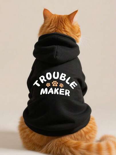 1pc Pet Dog Hoodie, Warm Autumn/Winter Outfit, Hooded Sweatshirt For Small Dogs Like Poodle, Teddy, Bichon Frise, Suitable For Small Cats & Dogs