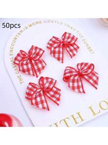 500/200/50/20pcs Christmas Gift Wrapping Bow - Handmade Red, Gold And Green Plaid Pattern Bow Decoration, Heart Bow, DIY Hand-Made Bow, Clothes, Bags, Bow, Suitable For Gifts And Handicrafts, Christmas, Christmas Decorations, New Year, New Year's Day, Valentine's Day, Mother's, Valentine's Day Party, Home Decor, Home Gifts - Multicolor - View 14