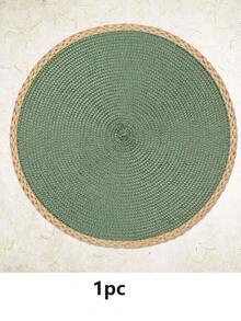 Set de 6 sets de table ronds tressés verts de 15 pouces, lavables, essuyables, faciles à nettoyer, résistants à la chaleur, pour la décoration de table de salle à manger pour les fêtes, l'intérieur, l'extérieur et l'usage quotidien
