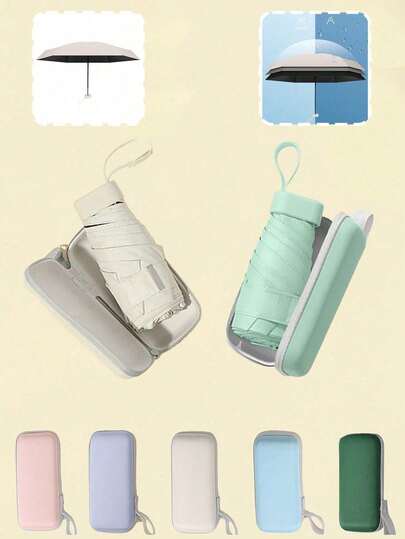 【迷你口袋伞带收纳盒】便携卡包太阳伞防晒伞地铁安全伞妈妈包专用伞学生背包伞|日常通勤防晒商务通勤装备学生党必备晴雨两用|大雨不漏雨