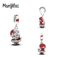 Manyilus Manyilus Original 1 Stück 925 Sterling Silber Weihnachtsmann, Weihnachtsren, Weihnachtsbaum, Weihnachtsmann, Weihnachtshaus, Weihnachtsstrumpf, Weihnachts-Charm-Serie Anhänger. Geeignet für Armbänder & Halsketten, sie sind perfekte Geschenke für Familie und Freunde - ideal als Weihnachtsgeschenke, Geburtstagsgeschenke und Freundschaftstaggeschenke.