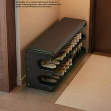 1pc Bamboo Shoe Bench With Shoe Rack, Freestanding Shoe Organizer Suitable For Hallway, Bedroom Or Balcony