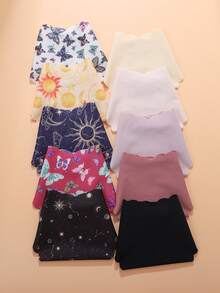 10pcs/Pack - Women's Seamless Panties With Exquisite Starry & Butterfly Print, Wavy Hem, Soft & Skin-Friendly Fabric - Multicolor - View 3