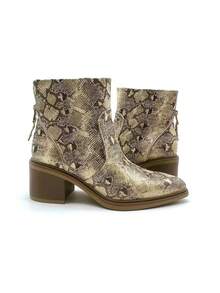 2026 New Snake Skin Pattern American Cowboy Boots, Women's Fashion Spring Ankle Boots And Ankle Boots - Gold - View 6