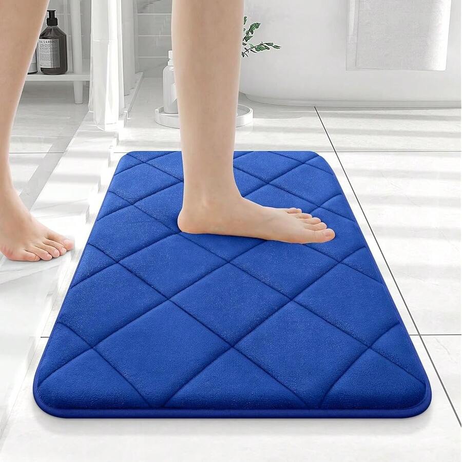 Memory Foam Bath Mat 24x16, Ultra Soft And Absorbent Bathroom Rugs, Machine Washable, Comfortable Bath Carpet For Bathroom Floor, Tub And Shower, Royal Blue{Inchsize_nameinch:Inch24\Inchx16\Inchinch,Inchcolor_nameinch:InchRoyalBlueinch} - 皇家藍 - 查看 1