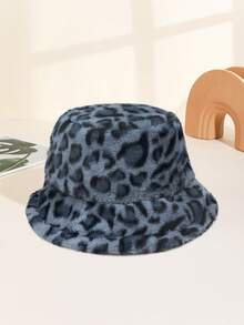 1顶女士豹纹毛绒渔夫帽，防风保暖，适合秋冬季节。 - 豹紋 - 查看 6
