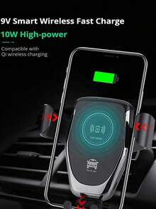 15W Gravity Sensor Wireless Car Charger, Qi-Compatible With Apple, Android Phones, Wireless Charger Compatible With IPhone 8/X/11/12/13/14/15/16 Series