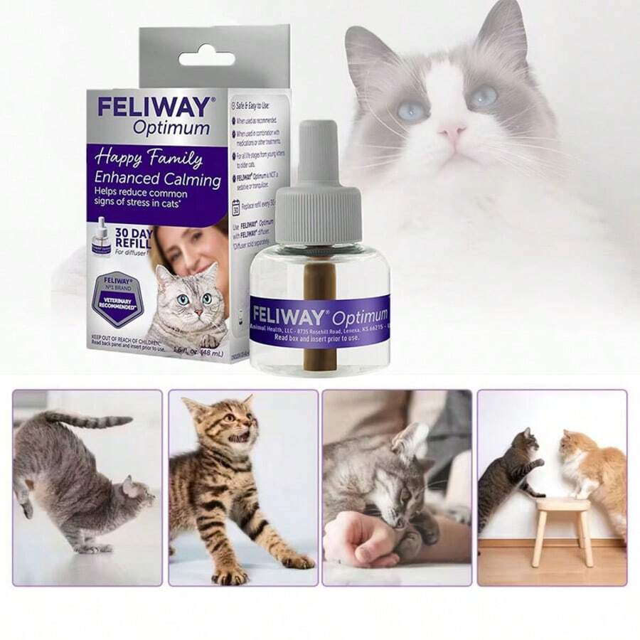 New Cat Calming Refill Pack, 30 Days Of Long-Lasting Protection, For Pheromone Diffusers, 48ml - Perfect Forving Anxiety In Cats Due To Changes, Travel And Stress, Easy To Use Product - 1 Piece - View 1