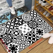1pc Unique Black&White Checkered Doormat, Made Of Diatomite - Non-Slip, Stain Resistant And Super Absorbent, Suitable For Kitchen And Bathroom, Perfect For Home Decor And Holiday Celebration
