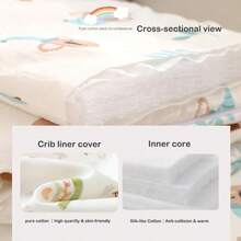 1pc Baby Crib Guard Rail Soft Padding, Infant Crib Bumper Liner, Cartoon Print Cushioned Bed Fence, Newborn Anti-Collision Protection Guardrail - Stars and Moon - View 5