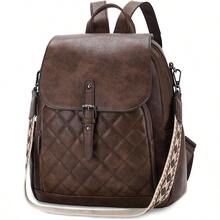 Backpack Purse For Women Vegan Leather Medium Quilted Backpack Ladies Fashion Shoulder Bookbag - Caf - View 1