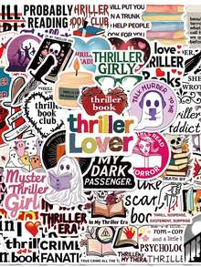 50pcs/Set Aesthetic Darkness Romance Thriller Books Stickers, DIY Decorative Decals For Luggage Notebook Laptop Water Bottle Guitar Phone Stationery Sticker - Multicolor - View 1