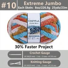 Chunky Yarn Hand Knitting - #10 Chunky Chenille Blanket Yarn, Jumbo Big Thick Chunky Yarns Crocheting, Tie Dye Bulky Knit Yarns, 8 Skein 25 Yds 8 Oz Each Skein SageKhaki - 8 件裝 + 橘色&芥末黃&米色 - 查看 2