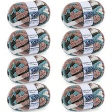Chunky Yarn Hand Knitting - #10 Chunky Chenille Blanket Yarn, Jumbo Big Thick Chunky Yarns Crocheting, Tie Dye Bulky Knit Yarns, 8 Skein 25 Yds 8 Oz Each Skein SageKhaki - 8 件裝 + 森林色 & 青色 & 咖啡色 & 淺黃色 - 查看 1