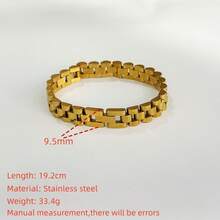 VKHK 1 件復古 18k 鍍金不鏽鋼錶帶手鍊,適合女士日常佩戴 - 金黃色 - 查看 5