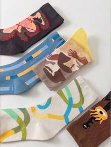 Fairycore Calcetines de media caña con estampado completo de moda creativa y personalizada para mujer. - Blanco y Negro - Ver 3