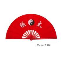 Abanico de Kung Fu Tai Chi de 33 cm, bambú de alta calidad, abanico de rendimiento para mano derecha, abanicos de artes marciales, productos de Wushu, abanicos de artes marciales de 13 pulgadas - Rojo - Ver 8