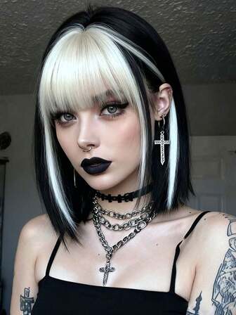 12 Inch Short Bob Wigs With Dark Roots Synthetic Heat Resistant Wigs Blonde Ombre For Woman Party Use Halloween Hot