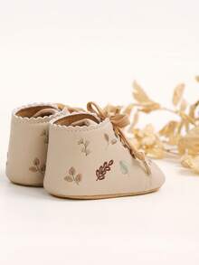 婴儿短靴 女童男童婴儿拖鞋 学步鞋 保暖袜 新生儿婴儿床鞋 - 杏色 - 查看 8