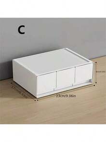 可堆叠白色收纳抽屉桌面收纳盒适用于办公室学校杂物文具收纳盒家庭办公桌用品礼品女士女孩