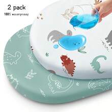 2 包防水婴儿床单，适用于 Halo 婴儿床旋转床，通用床单适用于矩形、椭圆形婴儿床床垫，可灵活适用于不同的摇篮和婴儿床床垫