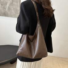 Korean Minimalist Casual Pu Tote Bag Combination Bag, Autumn And Winter Retro All-In-One Shoulder Tote Bag, With Change Bag Mother Bag, Large Capacity Commute Shopping Bag. Women's Shoulder Bag Casual Wallet Set. New Large-Capacity Leather Handbag. Purses And Bags Women - 咖色 - 查看 7