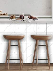 10片装3D亮面塑料大理石纹瓷砖墙贴 - 自粘可移除乙烯基墙贴，尺寸分别为5.9/7.8/11.8/15.7英寸，适用于厨房、浴室、客厅、家具翻新和特色墙 - 高品质时尚网格图案，轻松打造DIY家居装饰 - 彩色 - 查看 6