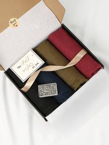 1盒女士针织头巾套装，时尚舒适防紫外线头巾，防滑透气多色组合祈祷头巾，适合节日礼物和日常佩戴（5条头巾+2个头巾夹） - 彩色 - 查看 20