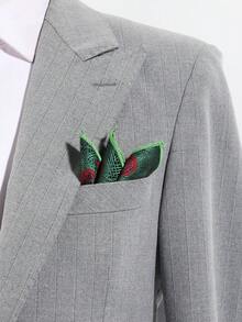 1pc Fashionable Men's Elegant Peacock Feather Pattern Pocket Square/Handkerchief, Suitable For Business And Formal Events