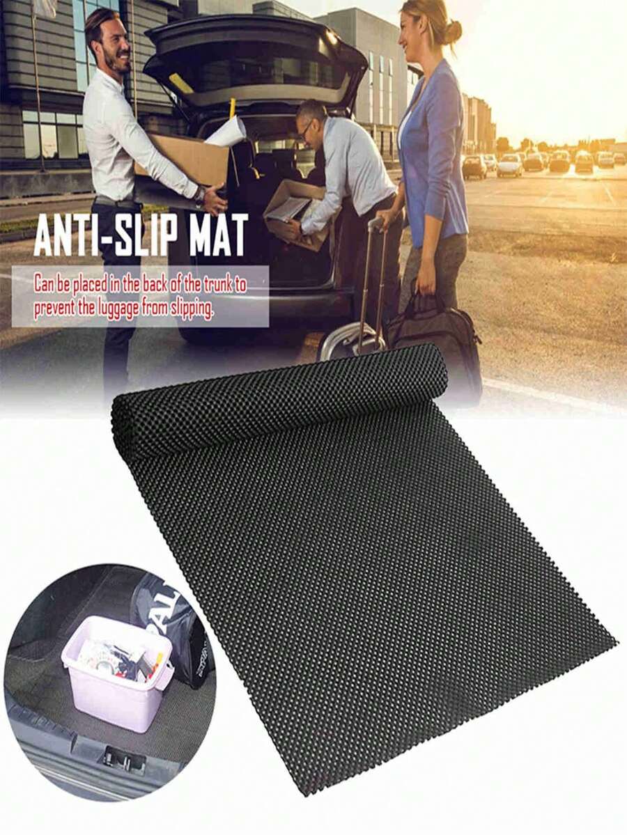 Car Trunk Anti-Slip Mat, Vehicle Floor Mats, Trimmable Storage Anti-Slip Pad, Home Use Moisture-Proof Mat, Seat Anti-Slip Mat, Car Interior Phone/Cup Holder Anti-Slip Pad - Black - View 1