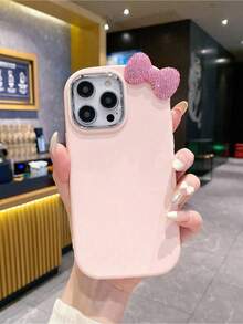 Compatible With IPhone 17/17 Air/17 Pro/17 Pro Max/16/16 Pro/16 Plus/16 Pro Max 16 15 14 13 12 11 Pro Max X XR 7 8 Plus. Cute 3D Full Diamond Bow Glitter Pink Soft Phone Case, Fashionable And Shock-Resistant - 粉紅色 2 - 查看 5