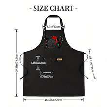 1pc Adjustable Kitchen Apron With Large Pockets - Heavy-Duty Polyester Cooking Apron, Long Adjustable Straps & Belt For Home, Restaurants, Catering, Baking - Chef Apron For Women & Men, Apron For Kitchen, Culinary Attire, Holiday Themed Design, Practical Kitchenwear, Food Service, Functional Design, Durable Fabric, Catering Service - AZX0001 - Xem 4