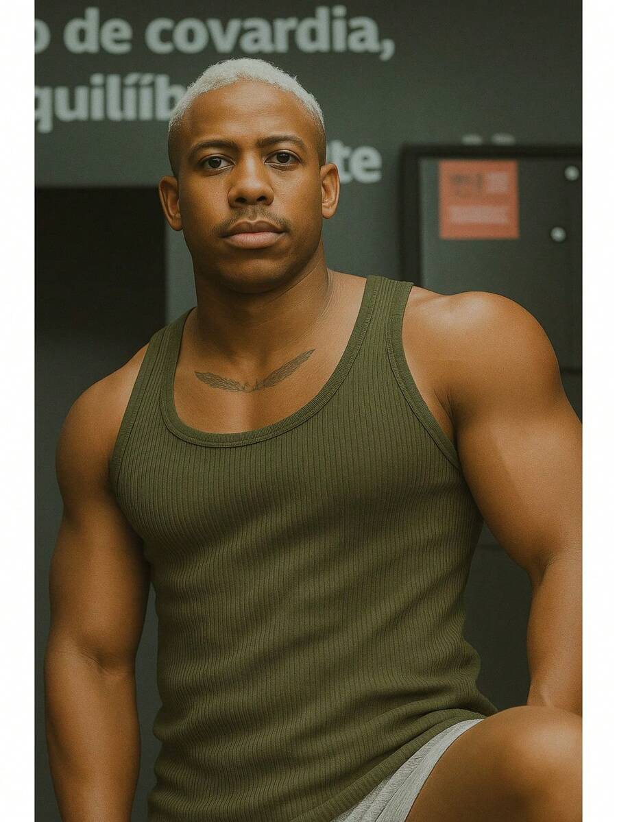 Basic American Ribbed Tank Top - 軍綠色 - 查看 1