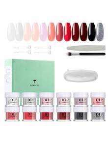 6-8-12-20色10克美甲粉套装，多色美甲设计DIY沙龙礼品，女士适用 - 彩色 - 查看 15